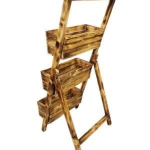 Stojak Potrójny Kaskadowy Drewniany Na Kwiaty