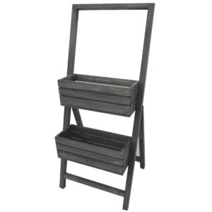 Donica Stojak na Kwiaty Drewniany Podwójny Kwietnik Szary