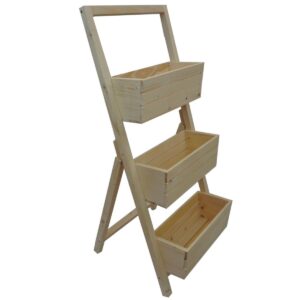 Naturalny Drewniany Kwietnik Kaskadowy – Potrójny Stojak Donica Drabinka na Kwiaty