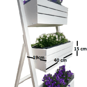 Stojak Potrójny Kaskadowy Drewniany Na Kwiaty