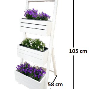 Stojak Potrójny Kaskadowy Drewniany Na Kwiaty