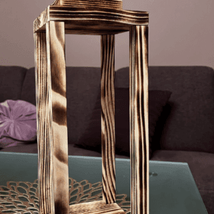 Lampion Drewniany Opalany z Sznurkiem